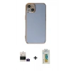 MARSİLYAN™- iPhone 15 Kılıf Yankı Serisi - Siyah Polymer Nano Ekran Koruyucu + Bilvis Titan Kamera Lens - PE