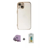 MARSİLYAN™- iPhone 15 Kılıf Yankı Serisi - Siyah Polymer Nano Ekran Koruyucu + Raze Metal Kamera Lens - PE