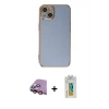 MARSİLYAN™- iPhone 15 Kılıf Yankı Serisi - Siyah Polymer Nano Ekran Koruyucu + Raze Metal Kamera Lens - PE