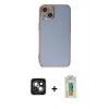MARSİLYAN™- iPhone 15 Kılıf Yankı Serisi - Siyah Polymer Nano Ekran Koruyucu + PVD Metal Kamera Lens - YL