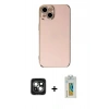 MARSİLYAN™- iPhone 15 Kılıf Yankı Serisi - Siyah Polymer Nano Ekran Koruyucu + PVD Metal Kamera Lens - YL