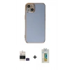 MARSİLYAN™- iPhone 15 Kılıf Yankı Serisi - Siyah Polymer Nano Ekran Koruyucu + Bilvis Titan Kamera Lens - YL
