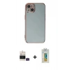 MARSİLYAN™- iPhone 15 Kılıf Yankı Serisi - Siyah Polymer Nano Ekran Koruyucu + Bilvis Titan Kamera Lens - YL