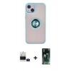 MARSİLYAN™- iPhone 15 Kılıf Yörünge Çizgi - Şeffaf 360 Full Body Arka Koruyucu + Bilvis Titan Kamera Lens - PE
