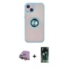 MARSİLYAN™- iPhone 15 Kılıf Yörünge Çizgi - Şeffaf 360 Full Body Arka Koruyucu + Raze Metal Kamera Lens - SI