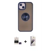 MARSİLYAN™- iPhone 15 Kılıf Yörünge Çizgi - Siyah Bilvis 3D Mat Cam Ekran Koruyucu + Bilvis Titan Kamera Lens - YL