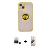 MARSİLYAN™- iPhone 15 Kılıf Yörünge Çizgi - Siyah Bilvis 3D Mat Cam Ekran Koruyucu + Bilvis Titan Kamera Lens - YL