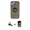 MARSİLYAN™- iPhone 15 Kılıf Yörünge Çizgi - Siyah Buffer Hayalet Cam Ekran Koruyucu + Bilvis Titan Kamera Lens - SH