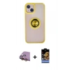 MARSİLYAN™- iPhone 15 Kılıf Yörünge Çizgi - Siyah Buffer Hayalet Cam Ekran Koruyucu + Raze Metal Kamera Lens - SI