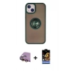 MARSİLYAN™- iPhone 15 Kılıf Yörünge Çizgi - Siyah Buffer Hayalet Cam Ekran Koruyucu + Raze Metal Kamera Lens - SI