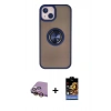 MARSİLYAN™- iPhone 15 Kılıf Yörünge Çizgi - Siyah Buffer Hayalet Cam Ekran Koruyucu + Raze Metal Kamera Lens - SI