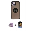 MARSİLYAN™- iPhone 15 Kılıf Yörünge Çizgi - Siyah Buffer Hayalet Cam Ekran Koruyucu + Raze Metal Kamera Lens - SI