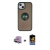 MARSİLYAN™- iPhone 15 Kılıf Yörünge Çizgi - Siyah Buffer Hayalet Cam Ekran Koruyucu + Raze Metal Kamera Lens - YL