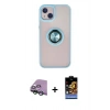 MARSİLYAN™- iPhone 15 Kılıf Yörünge Çizgi - Siyah Buffer Hayalet Cam Ekran Koruyucu + Raze Metal Kamera Lens - YL