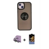 MARSİLYAN™- iPhone 15 Kılıf Yörünge Çizgi - Siyah Buffer Hayalet Cam Ekran Koruyucu + Raze Metal Kamera Lens - YL