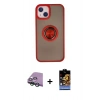 MARSİLYAN™- iPhone 15 Kılıf Yörünge Çizgi - Siyah Buffer Hayalet Cam Ekran Koruyucu + Raze Metal Kamera Lens - YL