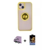 MARSİLYAN™- iPhone 15 Kılıf Yörünge Çizgi - Siyah Buffer Hayalet Cam Ekran Koruyucu + Raze Metal Kamera Lens - YL