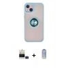 MARSİLYAN™- iPhone 15 Kılıf Yörünge Çizgi - Siyah Joko Magic 5D Cam + Bilvis Titan Kamera Lens - PE