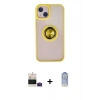 MARSİLYAN™- iPhone 15 Kılıf Yörünge Çizgi - Siyah Joko Magic 5D Cam + Bilvis Titan Kamera Lens - PE
