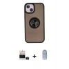 MARSİLYAN™- iPhone 15 Kılıf Yörünge Çizgi - Siyah Joko Magic 5D Cam + Bilvis Titan Kamera Lens - PE