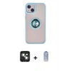 MARSİLYAN™- iPhone 15 Kılıf Yörünge Çizgi - Siyah Joko Magic 5D Cam + PVD Metal Kamera Lens - YL