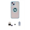 MARSİLYAN™- iPhone 15 Kılıf Yörünge Çizgi - Siyah Joko Magic 5D Cam + Bilvis Titan Kamera Lens - YL