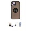 MARSİLYAN™- iPhone 15 Kılıf Yörünge Çizgi - Siyah Joko Magic 5D Cam + Bilvis Titan Kamera Lens - YL