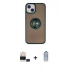MARSİLYAN™- iPhone 15 Kılıf Yörünge Çizgi - Siyah Joko Magic 5D Cam + Bilvis Titan Kamera Lens - YL
