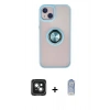 MARSİLYAN™- iPhone 15 Kılıf Yörünge Çizgi - Siyah Joko Magic 5D Cam + PVD Metal Kamera Lens - YL