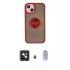 MARSİLYAN™- iPhone 15 Kılıf Yörünge Çizgi - Siyah Joko Magic 5D Cam + PVD Metal Kamera Lens - YL