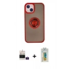 MARSİLYAN™- iPhone 15 Kılıf Yörünge Çizgi - Siyah Polymer Nano Ekran Koruyucu + Bilvis Titan Kamera Lens - PE
