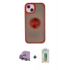 MARSİLYAN™- iPhone 15 Kılıf Yörünge Çizgi - Siyah Polymer Nano Ekran Koruyucu + Raze Metal Kamera Lens - PE