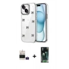 MARSİLYAN™- iPhone 15 Kılıf Yörünge Form - Siyah 360 Mat Full Body Arka Koruyucu + Bilvis Titan Kamera Lens - PE