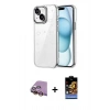 MARSİLYAN™- iPhone 15 Kılıf Yörünge Form - Siyah Buffer Hayalet Cam Ekran Koruyucu + Raze Metal Kamera Lens - SI