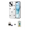 MARSİLYAN™- iPhone 15 Kılıf Yörünge Form - Siyah Polymer Nano Ekran Koruyucu + Bilvis Titan Kamera Lens - PE
