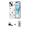 MARSİLYAN™- iPhone 15 Kılıf Yörünge Form - Siyah Polymer Nano Ekran Koruyucu + Bilvis Titan Kamera Lens - PE