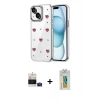 MARSİLYAN™- iPhone 15 Kılıf Yörünge Form - Siyah Polymer Nano Ekran Koruyucu + Bilvis Titan Kamera Lens - PE