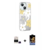 MARSİLYAN™- iPhone 15 Kılıf Yörünge Işık Prime - Siyah Buffer Hayalet Cam Ekran Koruyucu + Bilvis Titan Kamera Lens - YL