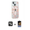 MARSİLYAN™- iPhone 15 Kılıf Yörünge Işık Prime - Siyah Buffer Hayalet Cam Ekran Koruyucu + PVD Metal Kamera Lens - YL