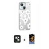 MARSİLYAN™- iPhone 15 Kılıf Yörünge Işık Prime - Siyah Buffer Hayalet Cam Ekran Koruyucu + PVD Metal Kamera Lens - YL