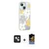 MARSİLYAN™- iPhone 15 Kılıf Yörünge Işık Prime - Siyah Buffer Hayalet Cam Ekran Koruyucu + PVD Metal Kamera Lens - YL