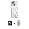 MARSİLYAN™- iPhone 15 Kılıf Yörünge Işık Prime - Siyah Polymer Nano Ekran Koruyucu + PVD Metal Kamera Lens - TU