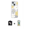 MARSİLYAN™- iPhone 15 Kılıf Yörünge Işık Prime - Siyah Polymer Nano Ekran Koruyucu + PVD Metal Kamera Lens - TU