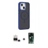MARSİLYAN™- iPhone 15 Kılıf Yörünge Klasik - Şeffaf 360 Full Body Arka Koruyucu + Bilvis Titan Kamera Lens - PE
