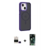 MARSİLYAN™- iPhone 15 Kılıf Yörünge Klasik - Siyah 360 Mat Full Body Arka Koruyucu + Bilvis Titan Kamera Lens - PE