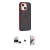 MARSİLYAN™- iPhone 15 Kılıf Yörünge Klasik - Siyah Bilvis 3D Mat Cam Ekran Koruyucu + Bilvis Titan Kamera Lens - PE