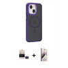 MARSİLYAN™- iPhone 15 Kılıf Yörünge Klasik - Siyah Bilvis 3D Mat Cam Ekran Koruyucu + Bilvis Titan Kamera Lens - PE