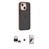 MARSİLYAN™- iPhone 15 Kılıf Yörünge Klasik - Siyah Bilvis 3D Mat Cam Ekran Koruyucu + Bilvis Titan Kamera Lens - PE