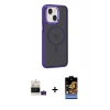 MARSİLYAN™- iPhone 15 Kılıf Yörünge Klasik - Siyah Buffer Hayalet Cam Ekran Koruyucu + Bilvis Titan Kamera Lens - PE
