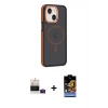 MARSİLYAN™- iPhone 15 Kılıf Yörünge Klasik - Siyah Buffer Hayalet Cam Ekran Koruyucu + Bilvis Titan Kamera Lens - PE